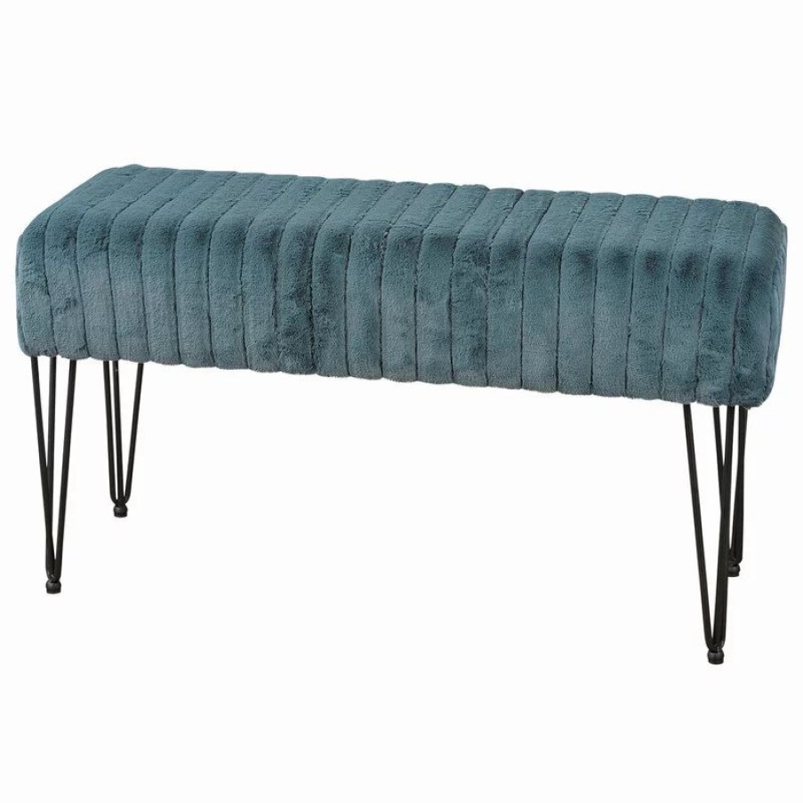 Footstools & Ottomans * | Home Soft Things Serenta Super Mink Ottoman, Dark Teal, 46 X16 X7