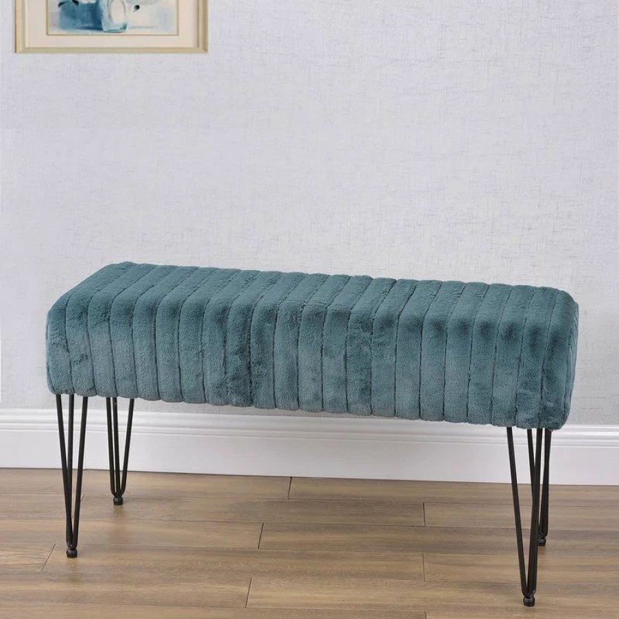 Footstools & Ottomans * | Home Soft Things Serenta Super Mink Ottoman, Dark Teal, 46 X16 X7