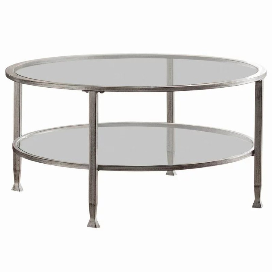 Coffee & Accent Tables * | Sei Furniture Symon Metal/Glass Round Cocktail Table, Silver