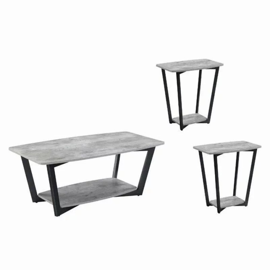Coffee & Accent Tables * | Home Square 3 Piece Coffee Table Set With Coffee Table And Set Of 2 End Table In Faux Birch