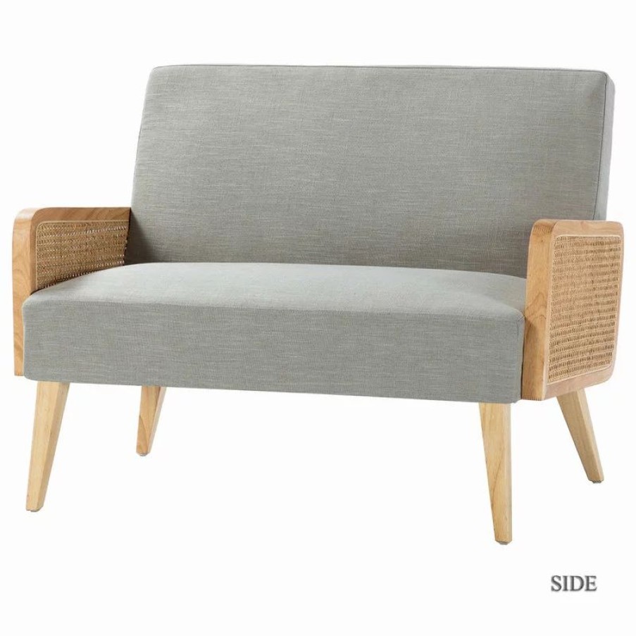 Sofas & Sectionals * | Karat Home Wicker Arm Loveseat, Pewter