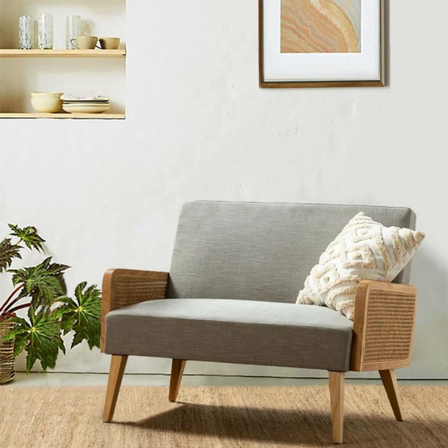 Sofas & Sectionals * | Karat Home Wicker Arm Loveseat, Pewter