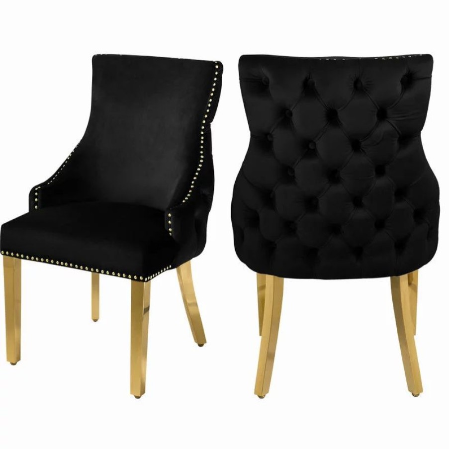 Chairs * | Mod The Sovereign Dining Chair, Black, Velvet, Set Of 2