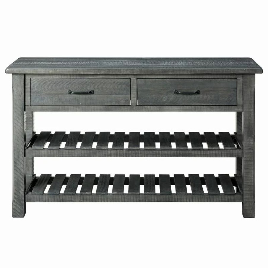 Console Tables * | Martin Svensson Home Martin Svensson Barn Door Solid Wood Sofa Console Table Gray
