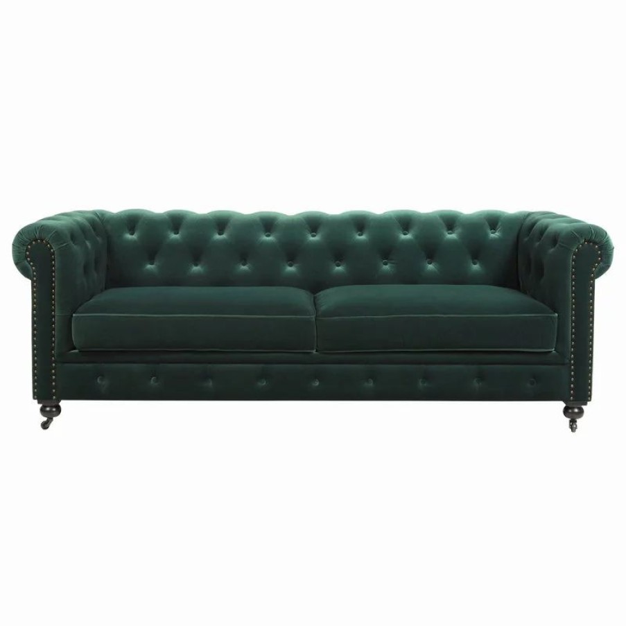 Sofas & Sectionals * | Jennifer Taylor Home Winston 91 Tufted Chesterfield Sofa, Forest Green Performance Velvet