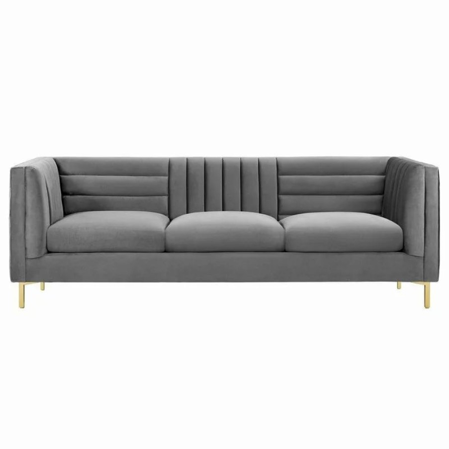Sofas & Sectionals * | Lexmod Ingenuity Channel Tufted Performance Velvet Sofa, Gray
