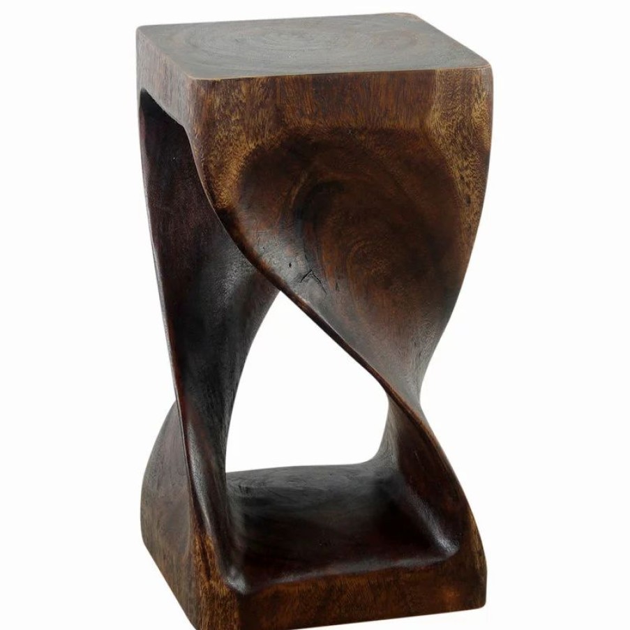 Coffee & Accent Tables * | Kammika Import Export Co., Ltd (Thailand) Haussmann Original Wood Twist Stool 10 X 10 X 18 In High Mocha Oil