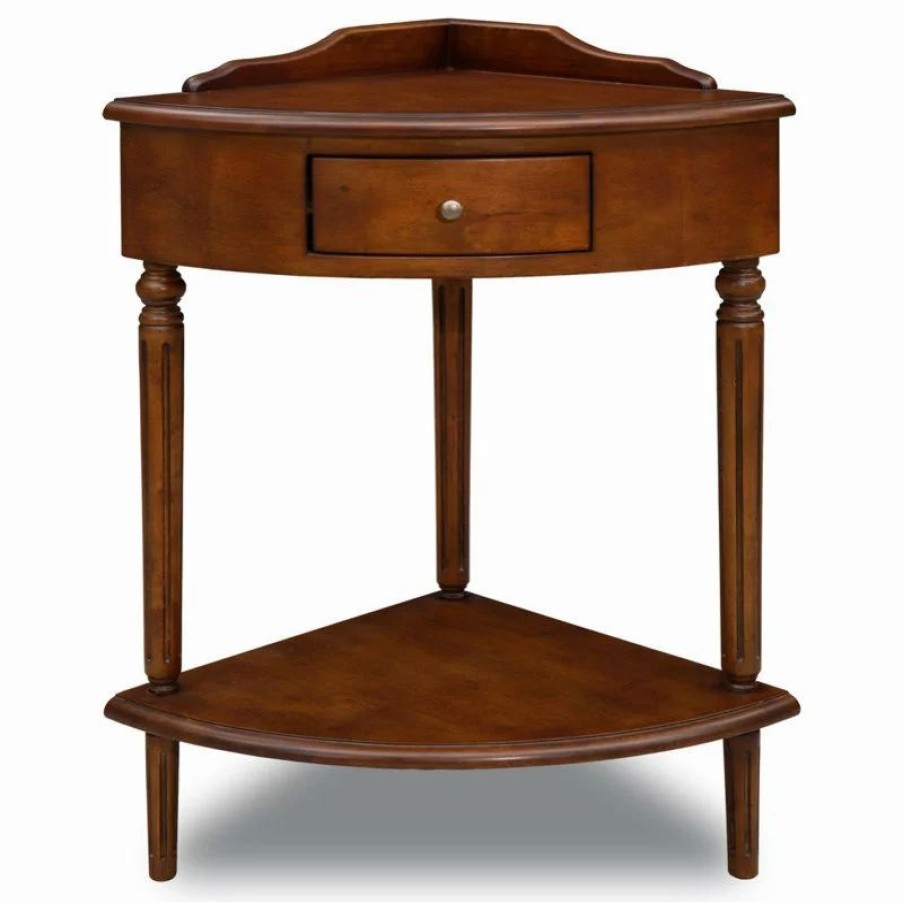 Console Tables * | Leick Home Leick Favorite Finds Wood Corner Table In Russet/Mahogany