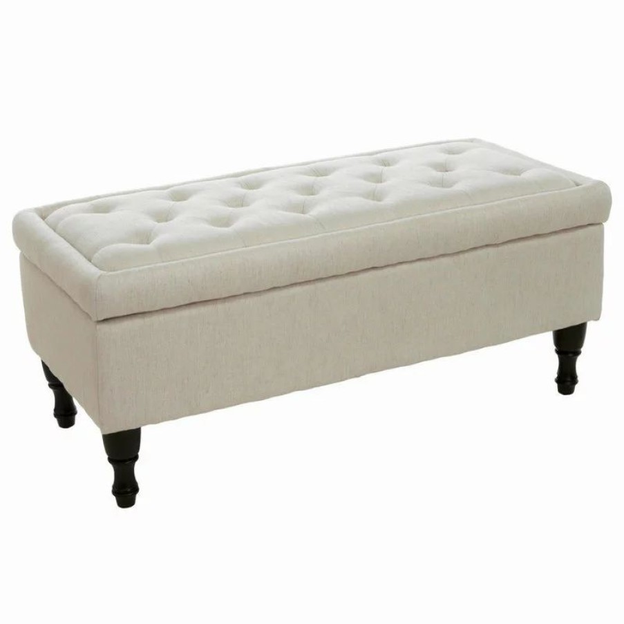Footstools & Ottomans * | Gdfstudio Gdf Studio Logan Linen Storage Ottoman, Linen