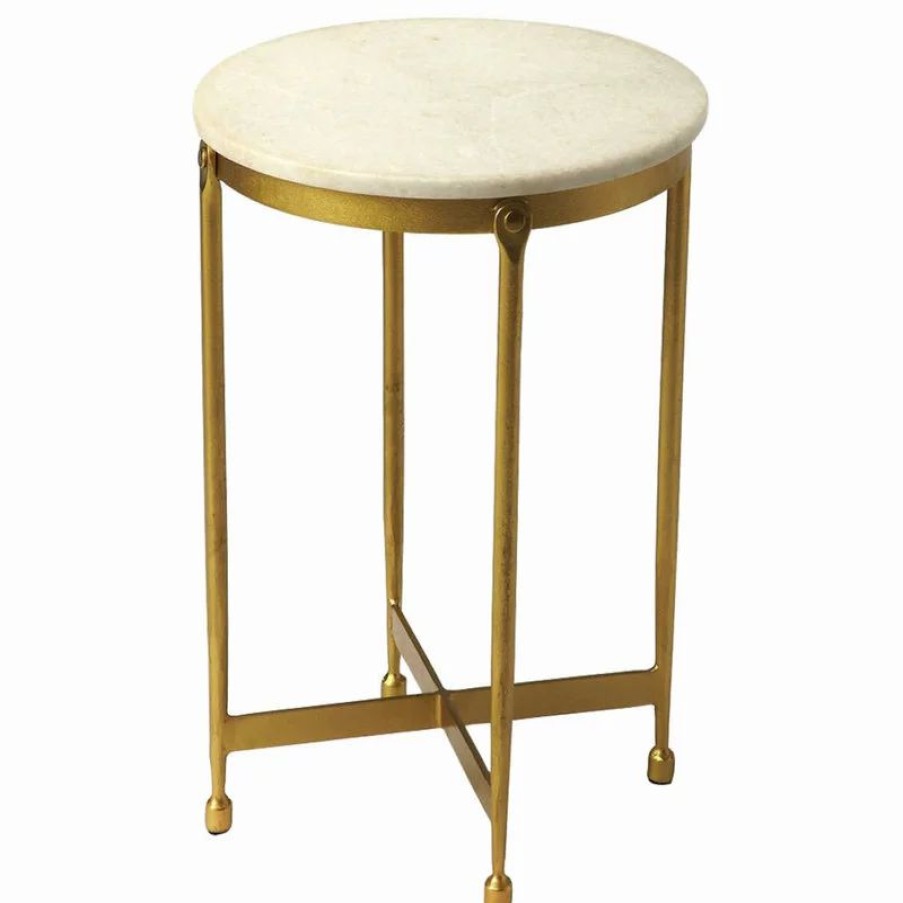 Coffee & Accent Tables * | Butler Specialty Company Butler Claypool White Marble End Table