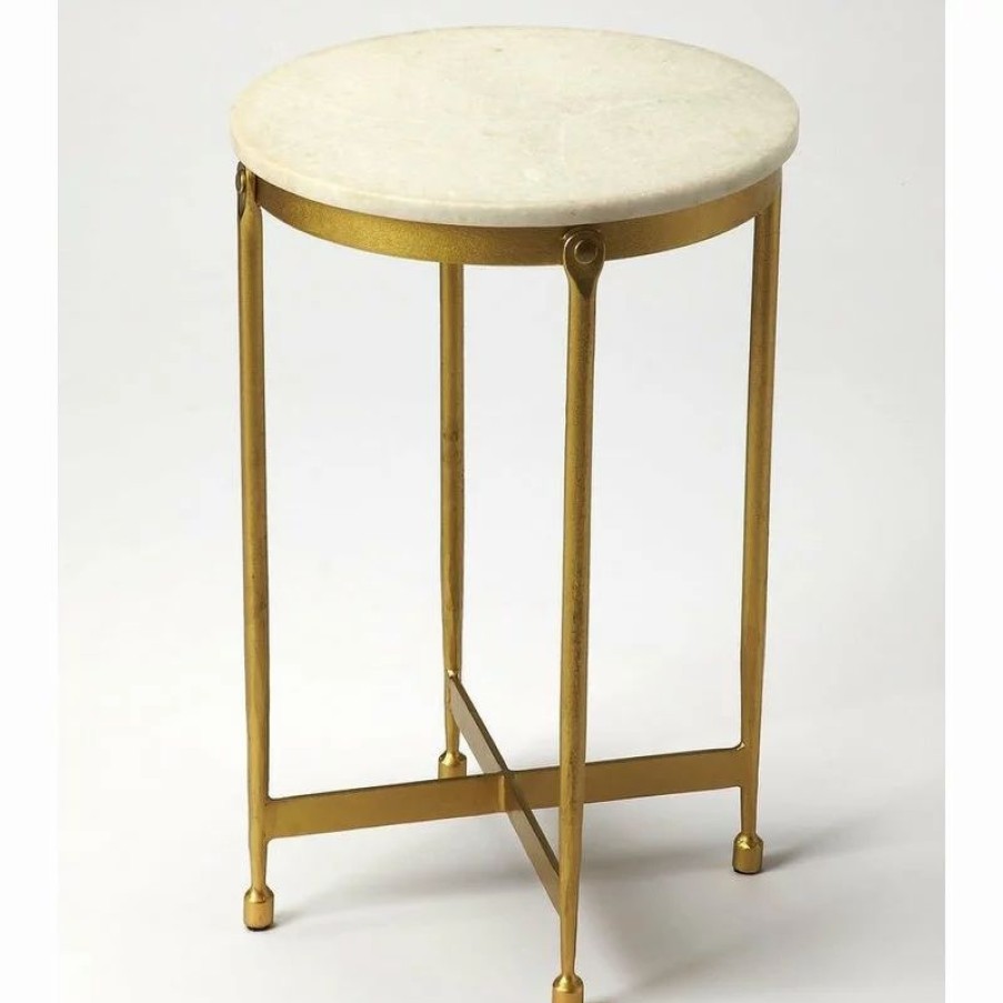 Coffee & Accent Tables * | Butler Specialty Company Butler Claypool White Marble End Table