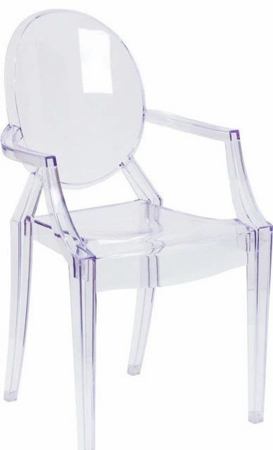 Chairs * | Flash Furniture 19 Plastic Ghost Dining Arm Chair In Transparent Crystal Clear