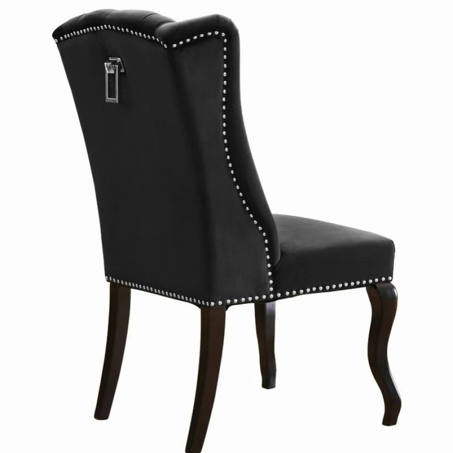 Chairs * | Mod The Florence Dining Chair, Black, Velvet, Set Of 2