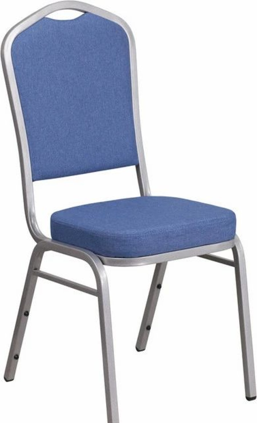Chairs * | Flash Furniture Crown Back Stacking Banquet Chair In Blue Fabric Silver Frame