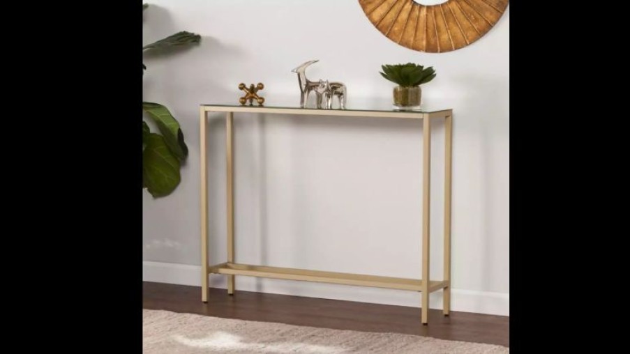 Console Tables * | Sei Furniture Fallon Narrow Console Table With Mirrored Top, Gold
