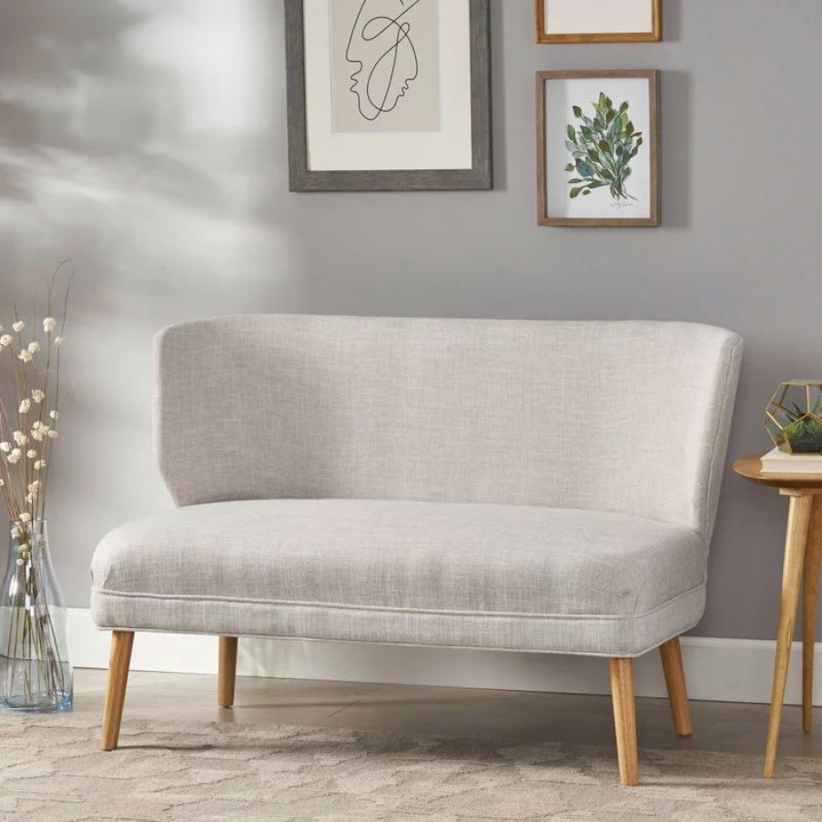 Sofas & Sectionals * | Gdfstudio Gdf Studio Dumont Mid Century Modern Fabric Loveseat Sofa Settee, Beige
