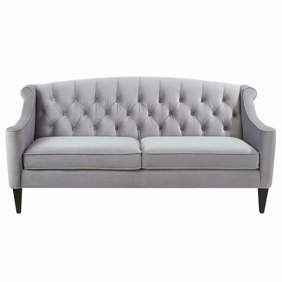 Sofas & Sectionals * | Jennifer Taylor Home Ken 74 Upholstered Button-Tufted Sofa, Opal Gray Velvet
