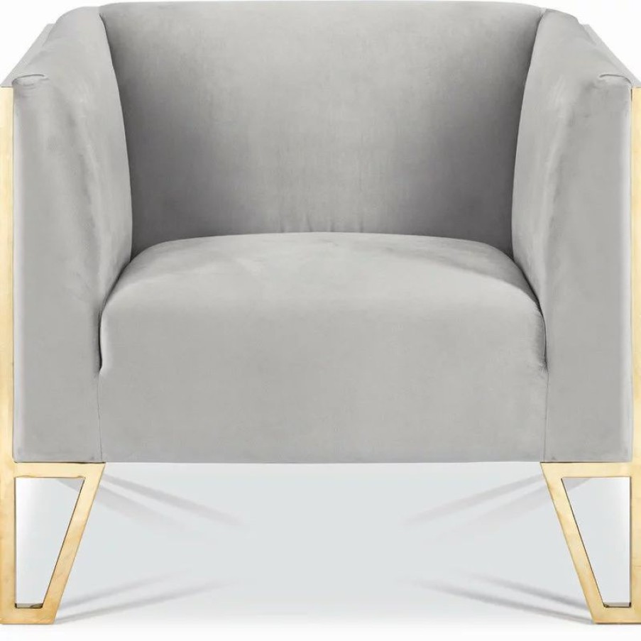 Chairs * | Lievo Kara Tufted Accent Chair, Polished Gold Steel