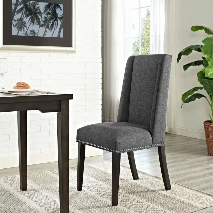 Chairs * | Lexmod Baron Parsons Upholstered Fabric Dining Side Chair, Gray