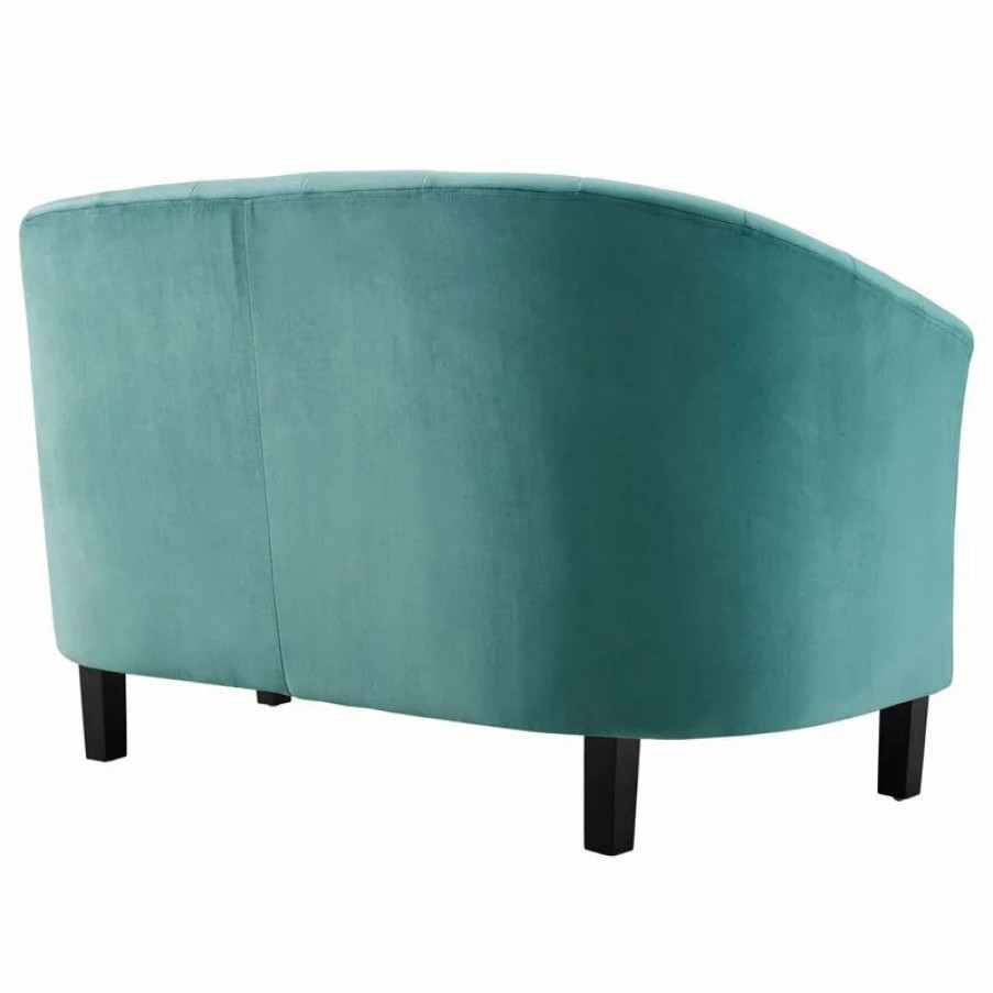 Sofas & Sectionals * | Lexmod Prospect Channel Tufted Performance Velvet Loveseat, Teal