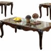 Coffee & Accent Tables * | Furniture Of America E-Commerce By Enitial Lab 3-Piece Living Room Table Set With Marble Top, Dark Cherry