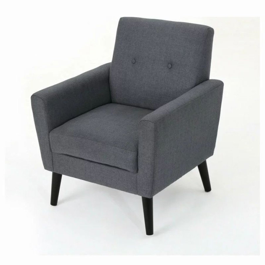 Chairs * | Gdfstudio Gdf Studio Sierra Mid Century Fabric Club Chair, Dark Gray