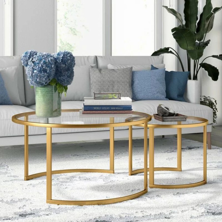 Coffee & Accent Tables * | Hudson&Canal Mitera Round Nested Coffee Table In Brass