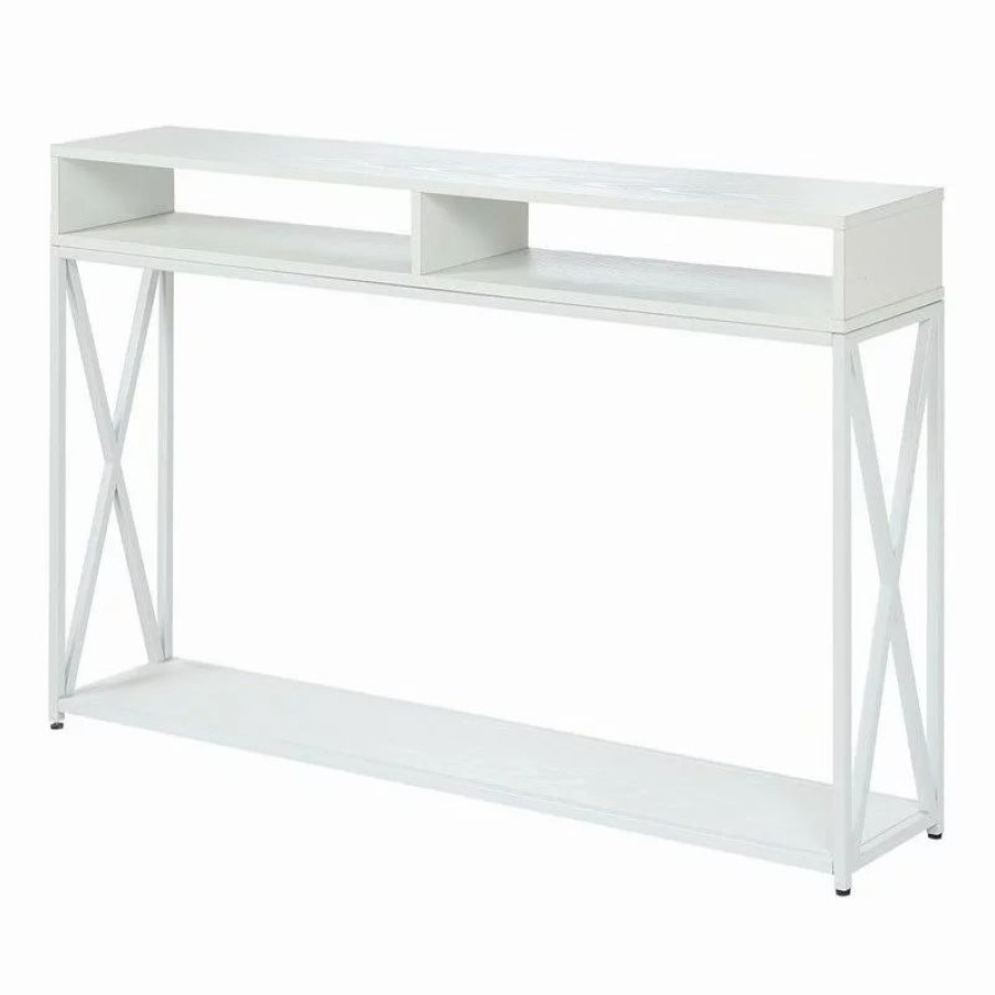Console Tables * | Convenience Concepts Tucson Deluxe Two-Tier Console Table In White Wood Finish