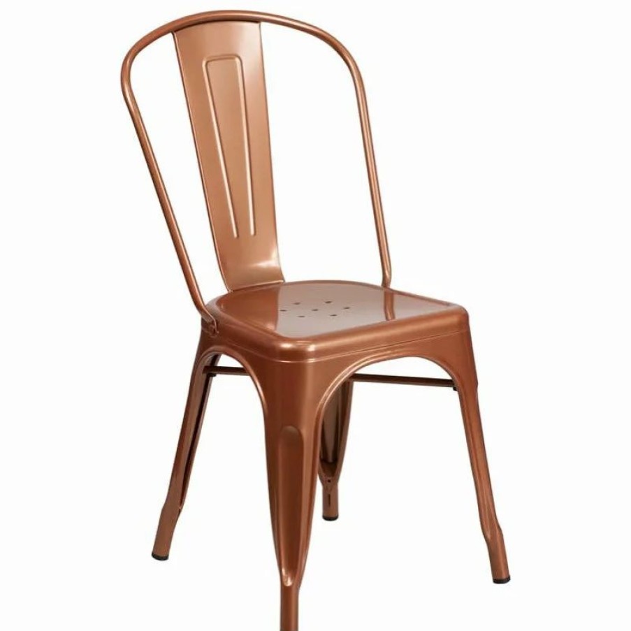 Chairs * | Delacora Ff-Et-3534 Vintage 18 W Bistro Farmhouse Metal Dining Copper