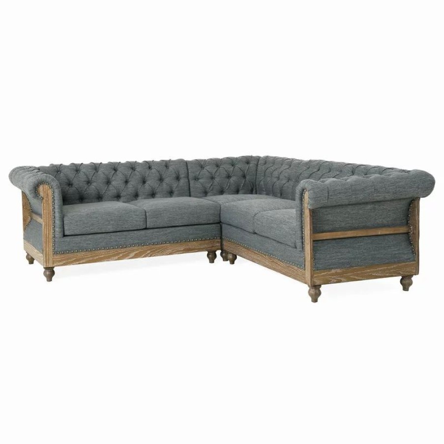 Sofas & Sectionals * | Gdfstudio Alejandro Chesterfield Tufted Fabric 5 Seater Sectional Sofa With Nailhead Trim,