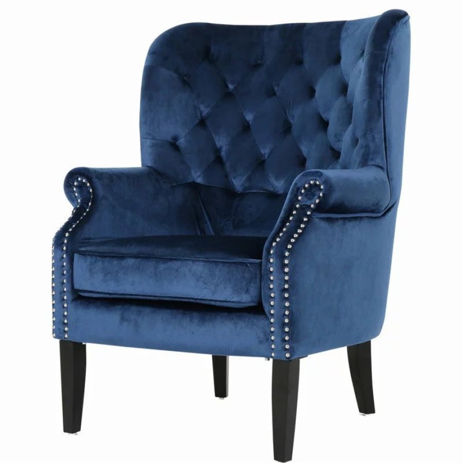Chairs * | Gdfstudio Gdf Studio Tommen Tufted Back New Velvet Club Chair, Cobalt