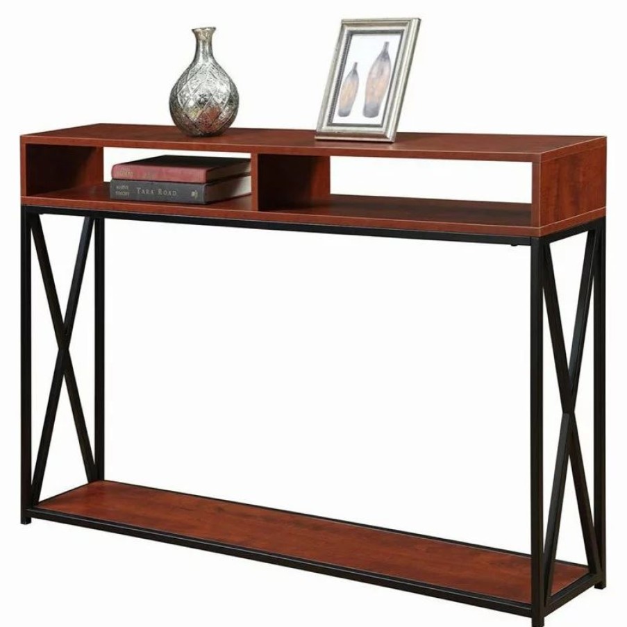 Console Tables * | Convenience Concepts Tucson Deluxe Two-Tier Console Table In Cherry Wood Finish