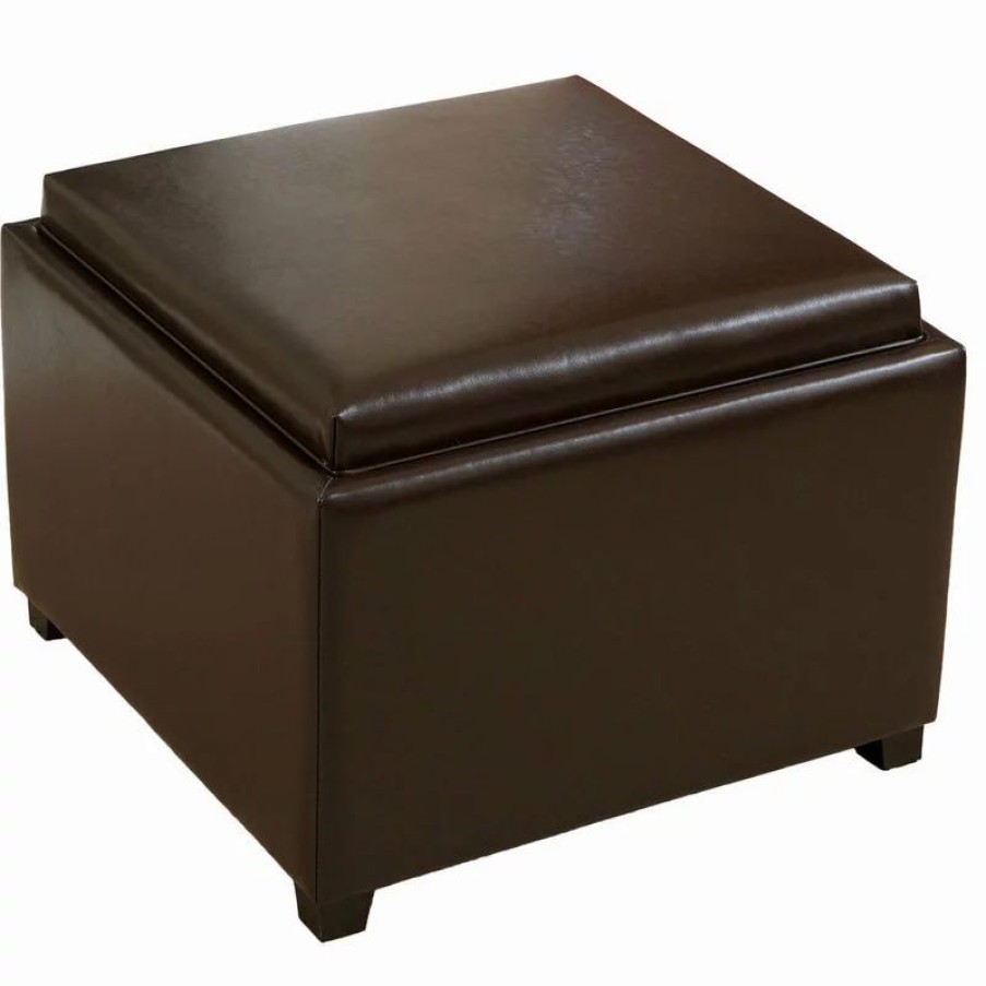 Footstools & Ottomans * | Gdfstudio Gdf Studio Jefferson Tray-Top Storage Ottoman Coffee Table