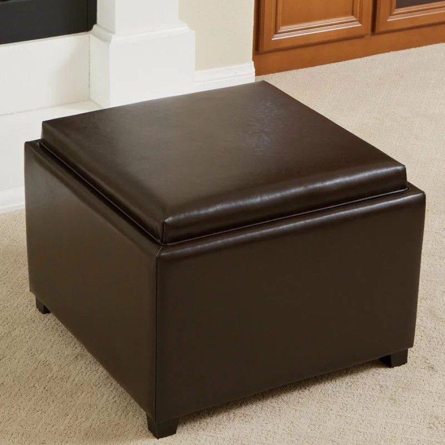 Footstools & Ottomans * | Gdfstudio Gdf Studio Jefferson Tray-Top Storage Ottoman Coffee Table