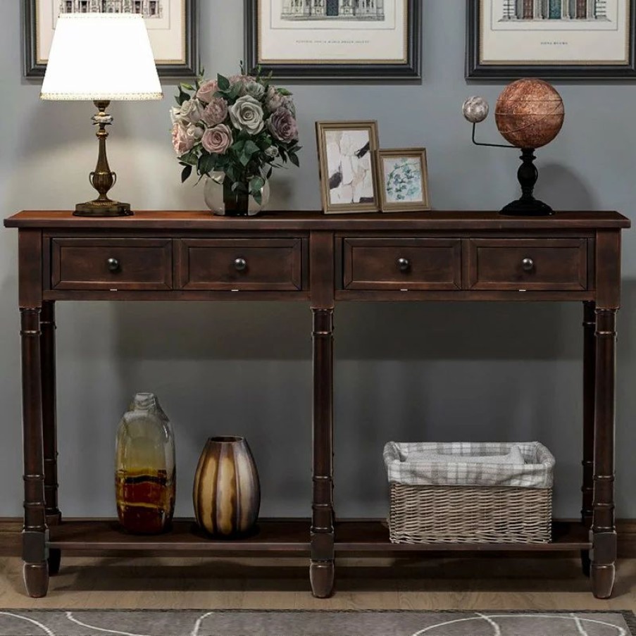 Console Tables * | Flint Garden Inc Console Table Sofa Table, Espresso