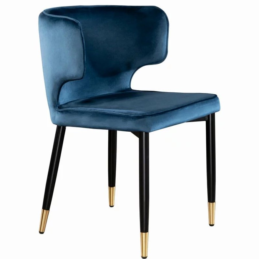 Chairs * | Mod The Rhea Dining Chair, Velvet, Set Of 2, Blue