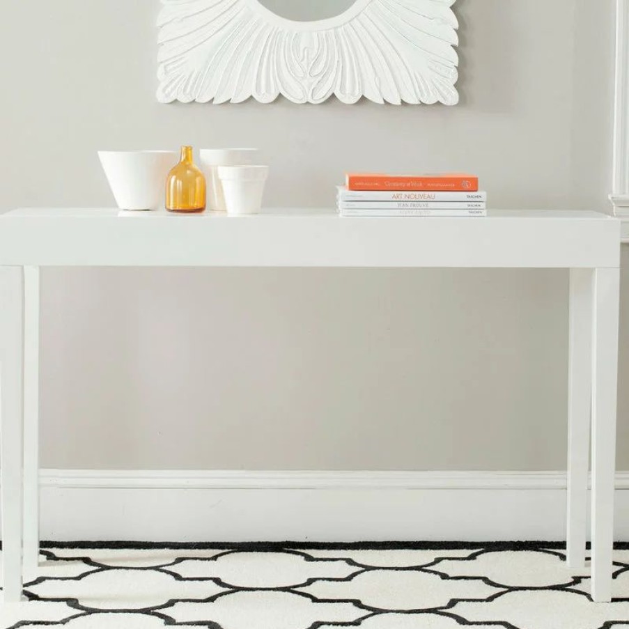 Console Tables * | Safavieh Kayson Mid-Century Scandinavian Lacquer Console Table, White