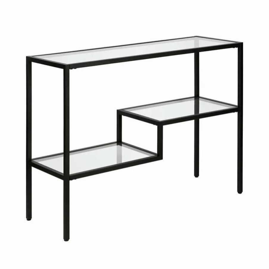 Console Tables * | Henn&Hart 42 Blackened Bronze Metal/Glass Console Table