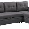 Sofas & Sectionals * | Bowery Hill Fabric Gray Reversible Sleeper Sofa Storage Chaise With Usb Ports