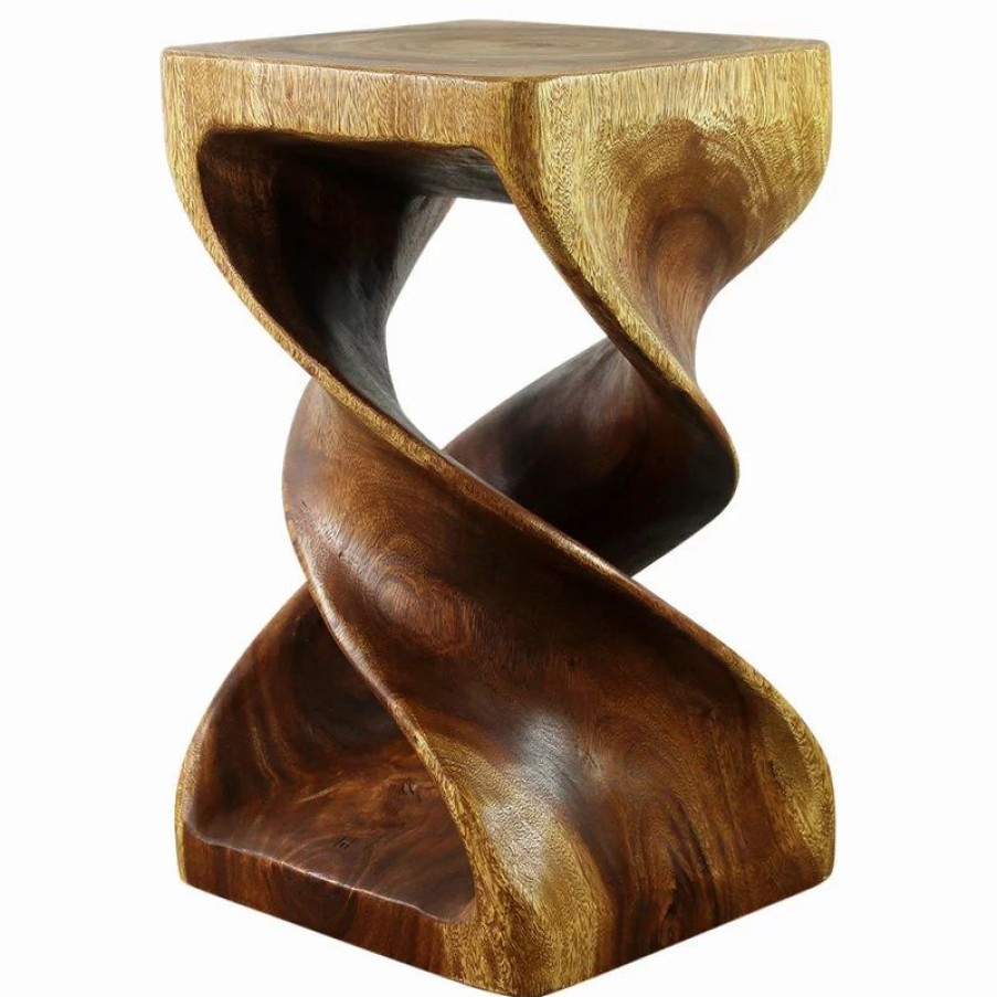 Coffee & Accent Tables * | Kammika Import Export Co., Ltd (Thailand) Haussmann Wood Double Twist Stool Table 12 In Sq X 20 In H Walnut Oil