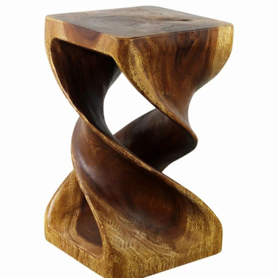 Coffee & Accent Tables * | Kammika Import Export Co., Ltd (Thailand) Haussmann Wood Double Twist Stool Table 12 In Sq X 20 In H Walnut Oil