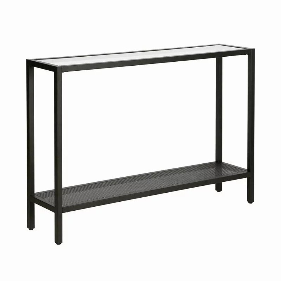 Console Tables * | Henn&Hart 46 Blackened Bronze Metal/Glass Console Table