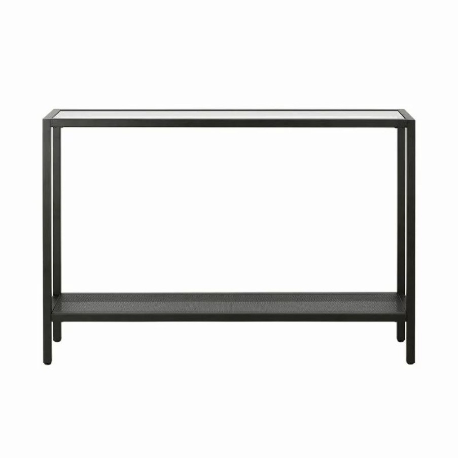 Console Tables * | Henn&Hart 46 Blackened Bronze Metal/Glass Console Table