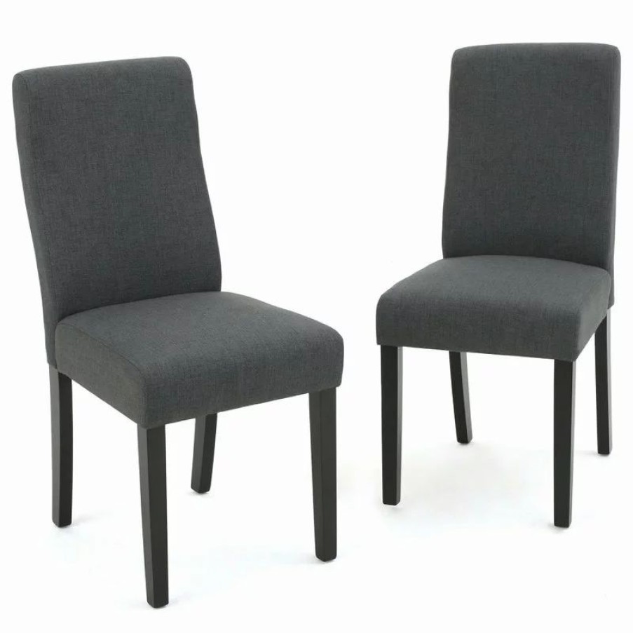 Chairs * | Gdfstudio Gdf Studio Arthur Contemporary Fabric Dining Chair, Set Of 2, Dark Gray, Matte B