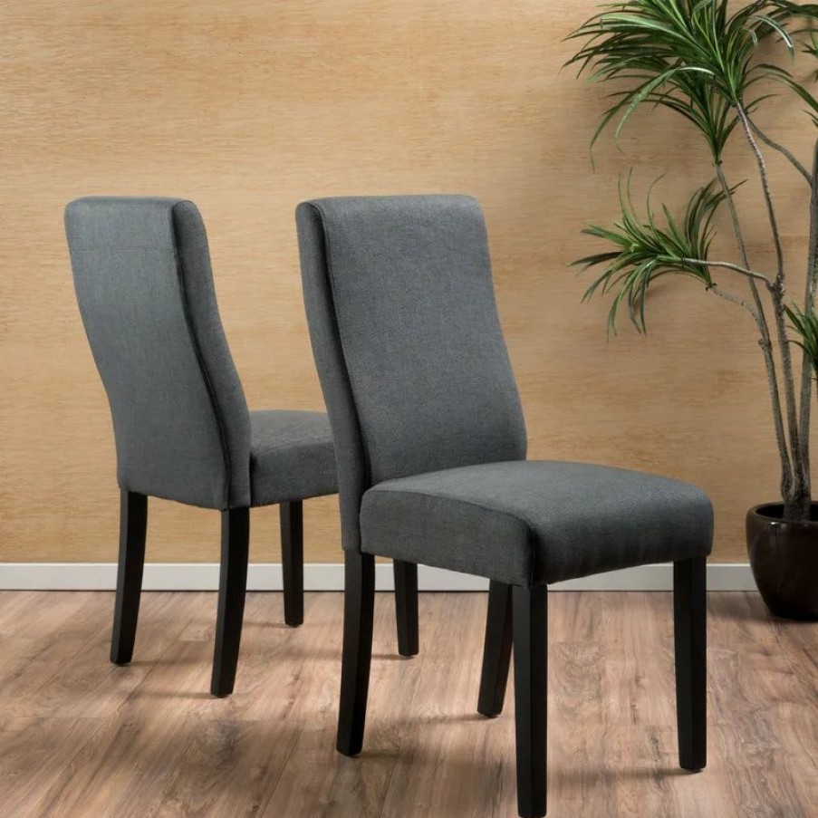 Chairs * | Gdfstudio Gdf Studio Arthur Contemporary Fabric Dining Chair, Set Of 2, Dark Gray, Matte B