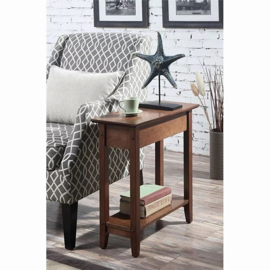 Coffee & Accent Tables * | Convenience Concepts American Heritage Flip Top End Table In Walnut Wood