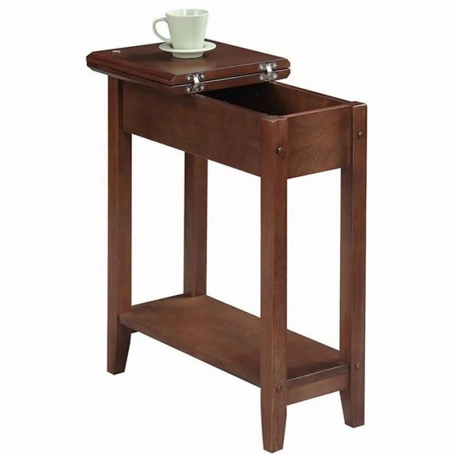 Coffee & Accent Tables * | Convenience Concepts American Heritage Flip Top End Table In Walnut Wood
