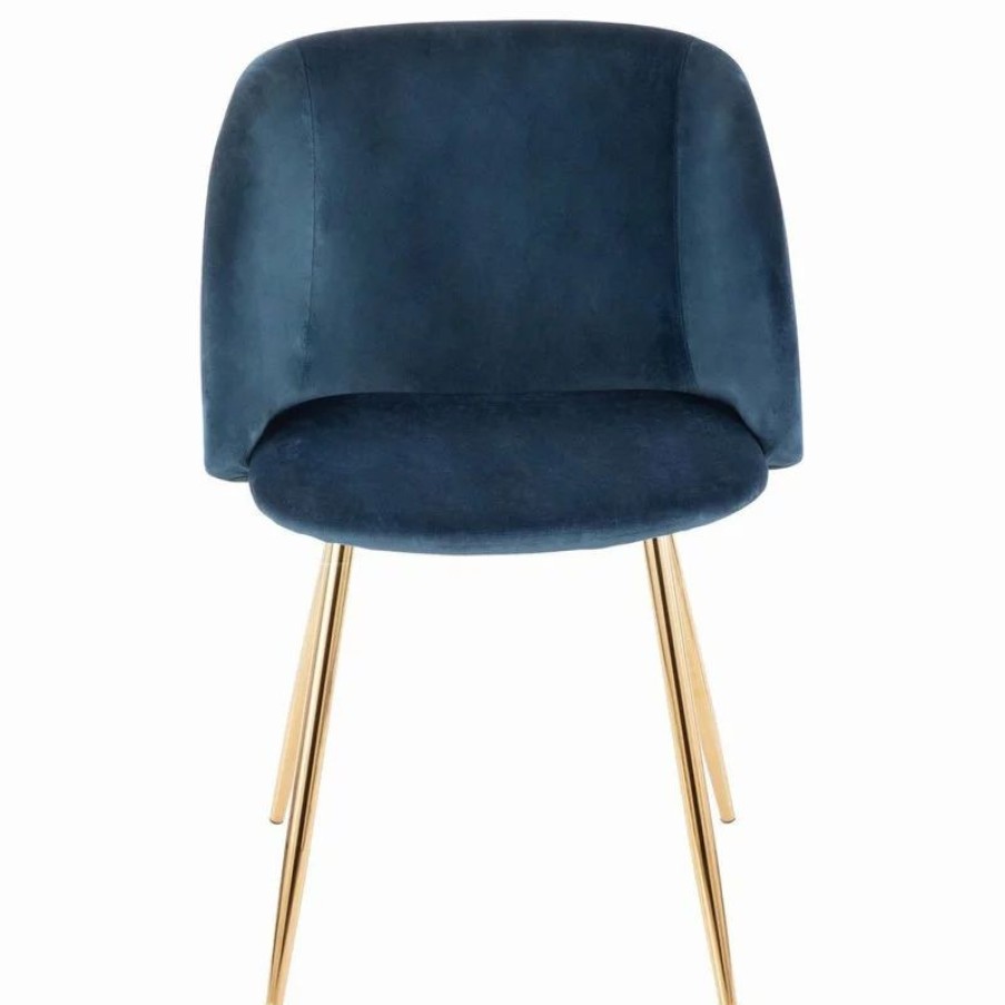 Chairs * | Lumisource Fran Chair, Gold Metal, Set Of 2, Blue Velvet