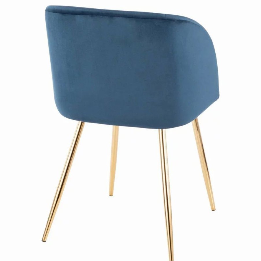 Chairs * | Lumisource Fran Chair, Gold Metal, Set Of 2, Blue Velvet