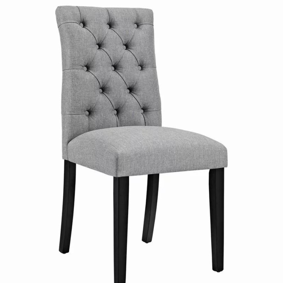 Chairs * | Lexmod Duchess Parsons Upholstered Fabric Dining Side Chair, Light Gray